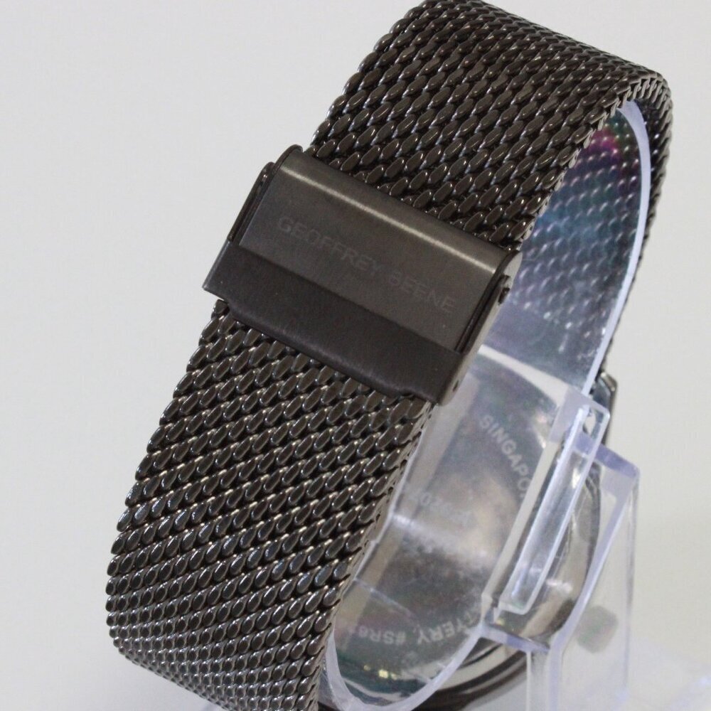Geoffery Beene Men's Quartz Dress Watch Gun Metel Grey Milanese Bracelet 42mm - Picture 11 of 13